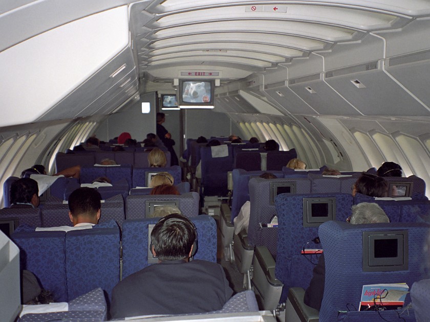 Flight to Bangalore. Boing 747, Top Level, to Bombay. near Bombay. .