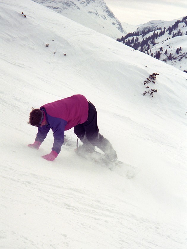 Alexander's First Snow Board Experience. . Sankt Anton. .