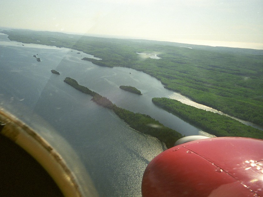 Flying over Isle Royale by Sea Plane. Island. Isle Royale National Park. .