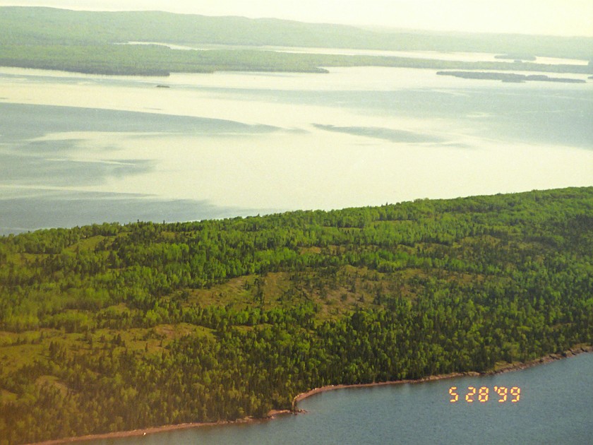 Flying over Isle Royale by Sea Plane. Island. Isle Royale National Park. .