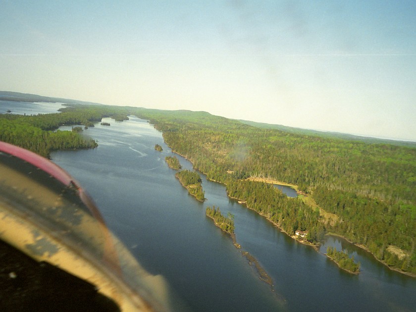 Flying over Isle Royale by Sea Plane. Island. Isle Royale National Park. .