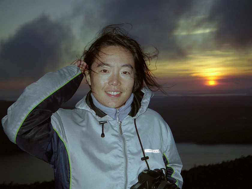 Sunset at Cadillac Mountain. Sunset Portrait. Arcadia National Park. .