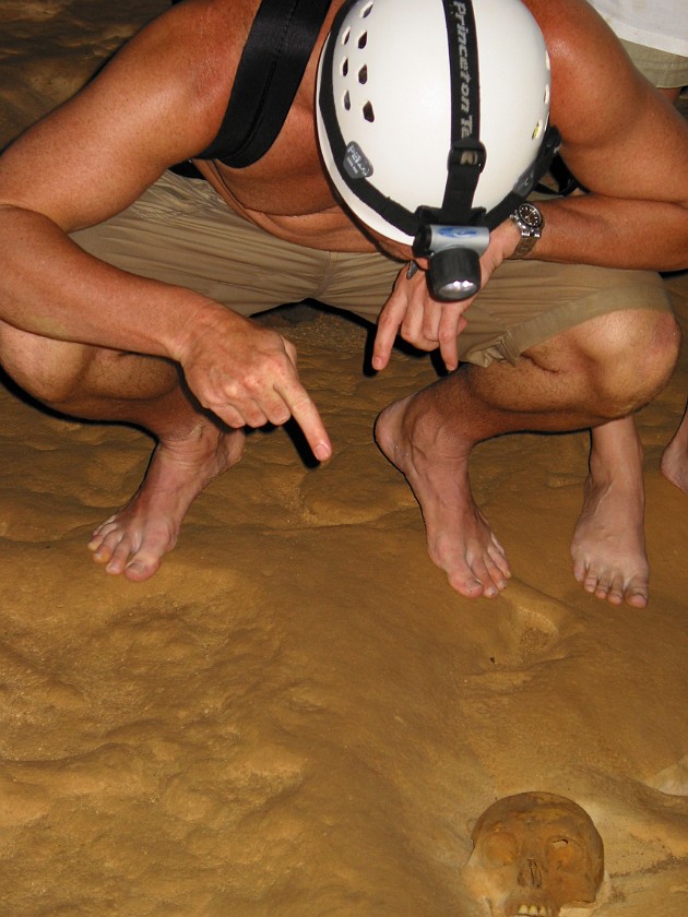 Actun Tunichil Muknal Cave Tour. Skull. near San Ignacio. .