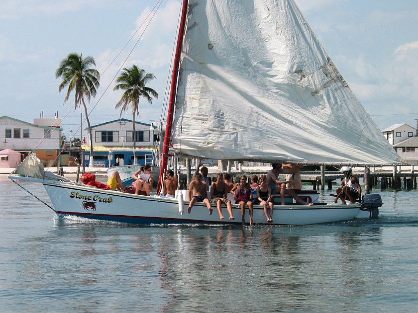 Back from Diving on Caye Caulker. Sail Boat. Caye Caulker. .