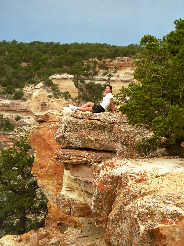 North Rim of the Grand Canyon. Portrait on Rocks. Grand Canyon National Park. .
