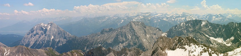 Garmisch-Partenkirchen and Zugspitze. East to South View from The Zugspitze, Wettersteingebirge. Garmisch-Partenkirchen. .