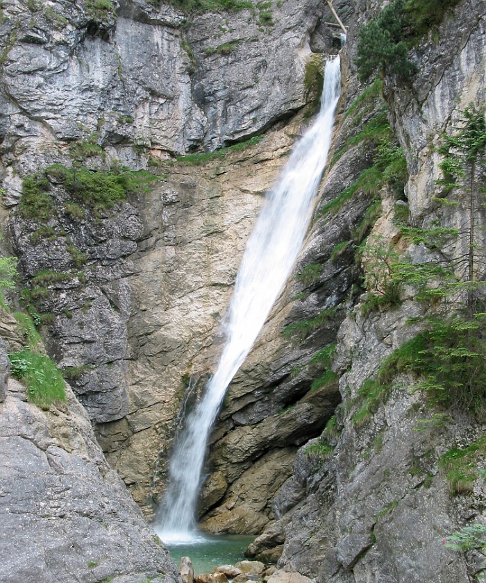 Castle Neuschwanstein. Waterfall. near Füssen. .