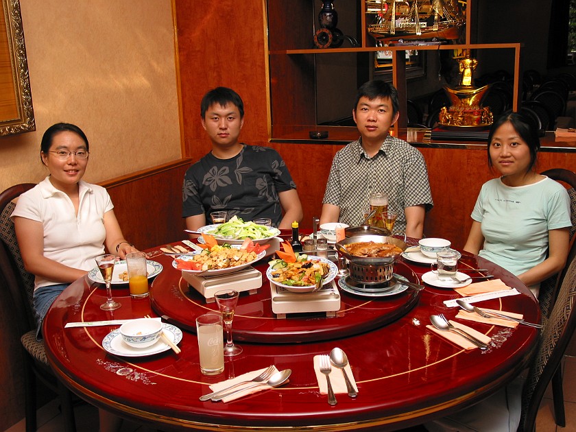 Visit to Jun's Cousins in Stuttgart. Jun's Cousins at a Restaurant. Stuttgart. .
