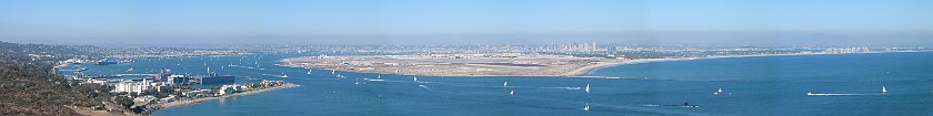 San Diego Harbor. Scenic Overview on the San Diego Bay from Point Loma, Cabrillo National Monument. San Diego. .