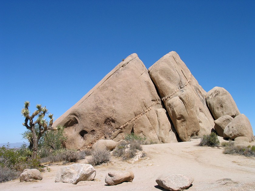 Joshua Tree National Park. Rock with a Dike Layer. Joshua Tree National Park. .