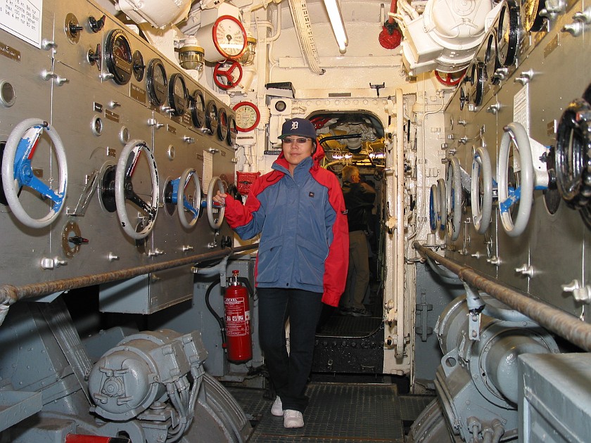 Naval Memorial and U-Boat in Laboe. Inside the U-Boat. Laboe. .