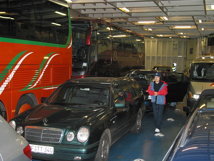 Ferry from Puttgarden to Rodby in Denmark. Car Deck. Baltic Sea. .