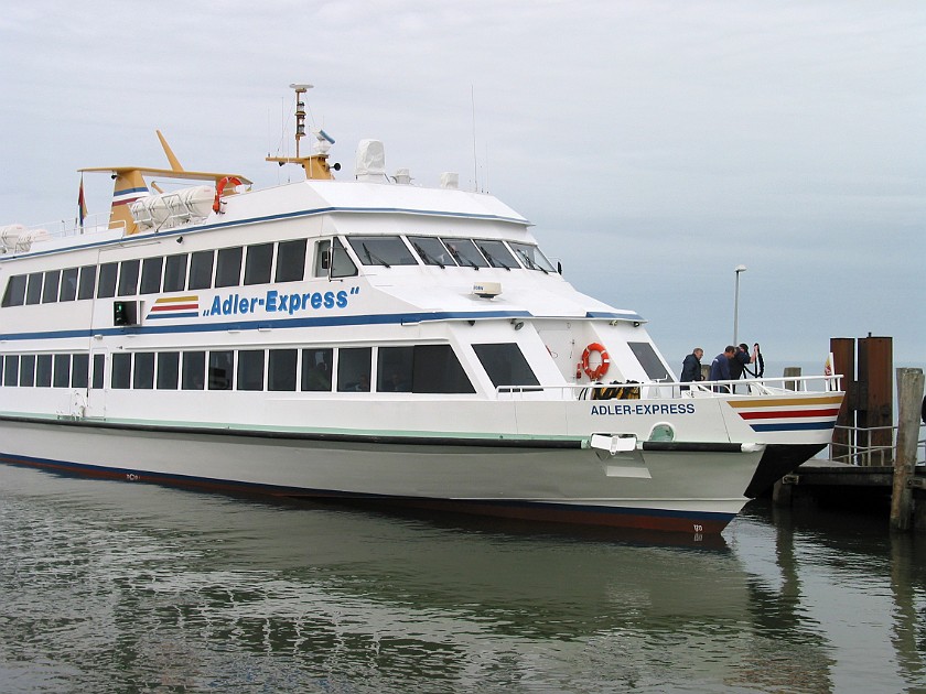 Hallig Hooge. Ferry from Nordstrand to Hallig Hooge. Strucklahnungshörn. .