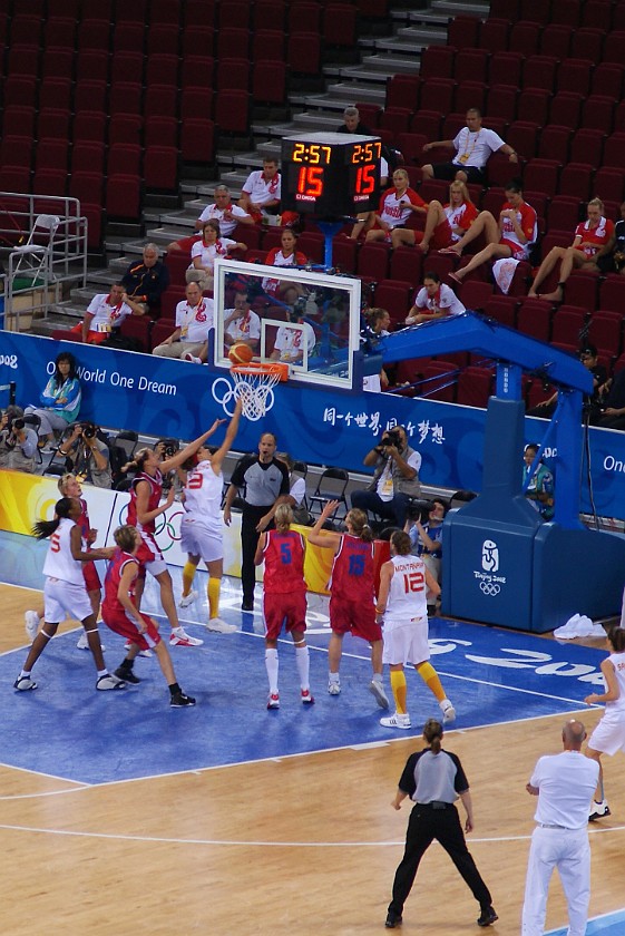 Women's Preliminary Basketball Russia vs White Russia. Match. Beijing. .