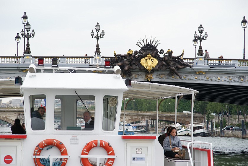 Boat Tour on the River Seine. Boat tour on the river Seine with view on Alexandre III Bridge. Paris. .