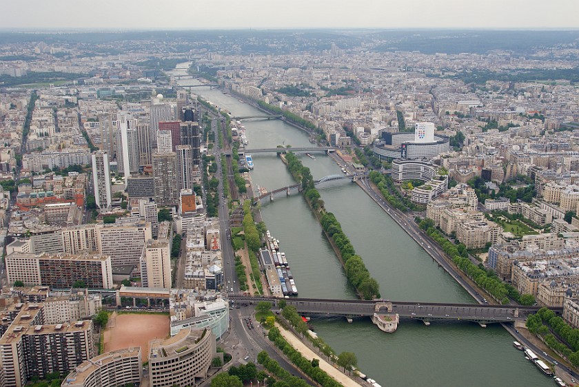 Eiffel Tower. View from Eiffel Tower on the House of Radio France. Paris. .