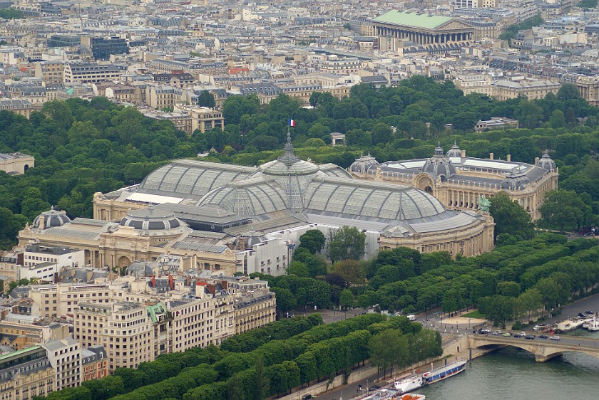 Eiffel Tower. View from Eiffel Tower on Grand Palais and Petit Palais. Paris. .