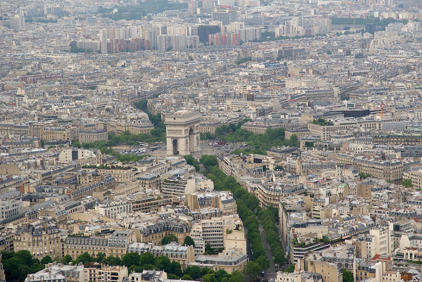 Eiffel Tower. View from Eiffel Tower on Arc de Triomphe. Paris. .