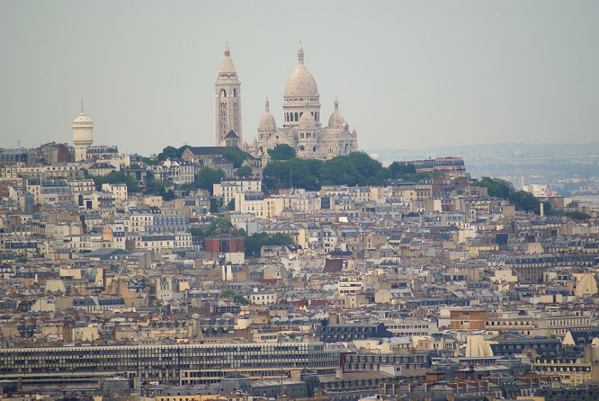 Eiffel Tower. View from Eiffel Tower on Basilique du Sacré Coeur. Paris. .