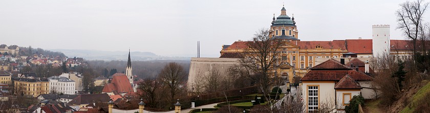 Stift Melk. Entrance Area, Restaurant and City. Melk. .