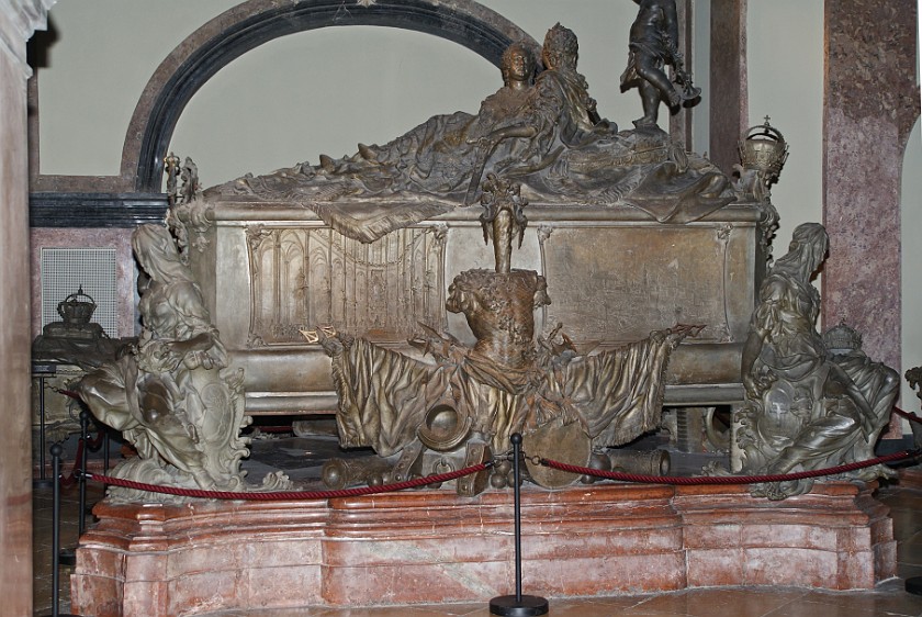 Imperial Burial Vault. Coffin of Empress Maria Theresia and Emperor Franz I. Stephan. Vienna. .