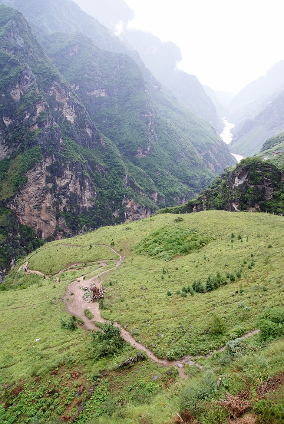 Daytrip to the Tiger Leaping Gorge. View from the Tian Ti guest house into the gorge. Tiger Leaping Gorge. .