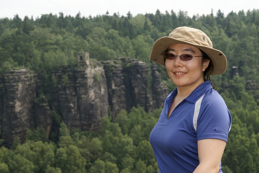 Bielatal. View into the valley from a rock peak. Saxon Switzerland. .