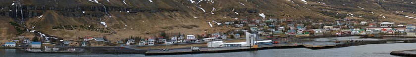 Seyðisfjörður. South shore and ferry mooring. Seyðisfjörður. .