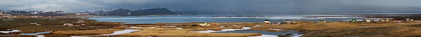 Around Lake Mývatn. View on lake Mývatn from the north. Mývatn Region. .