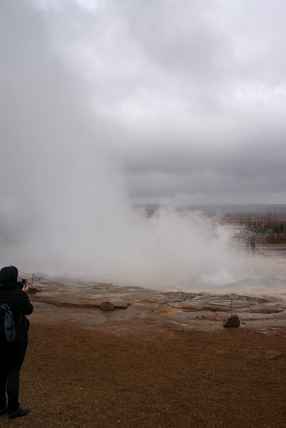 Geysir. Strokkur outbreak. near Reykjavík. .