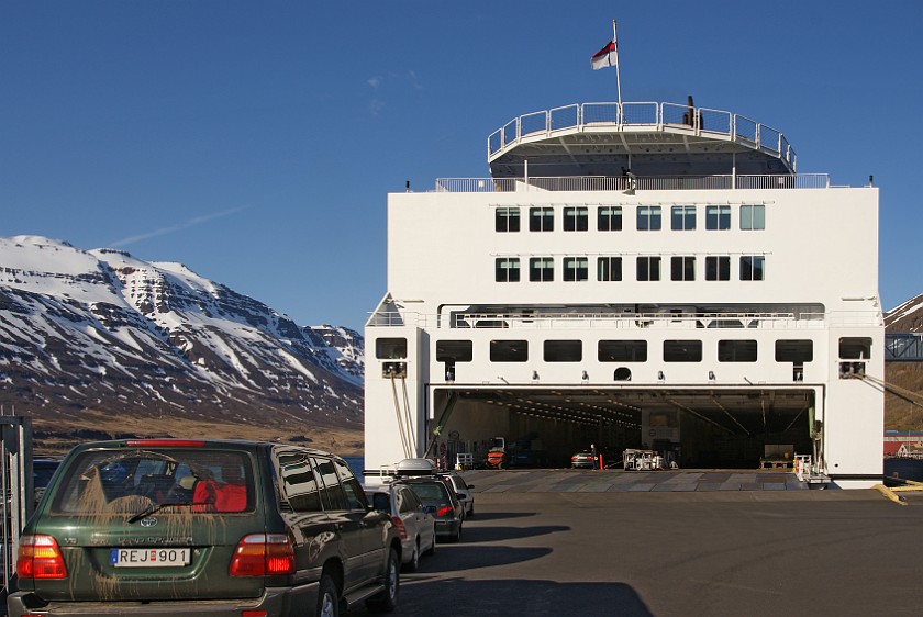 Seyðisfjörður. Norröna car gate. Seyðisfjörður. .