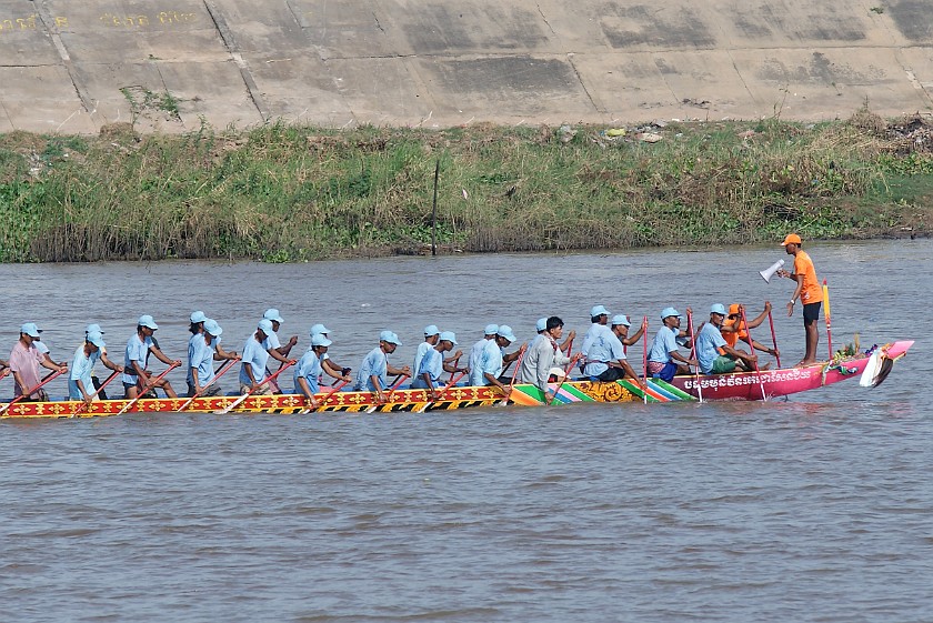 Dragon Boats on the Tonlé Sap River. Boat. Phnom Penh. .