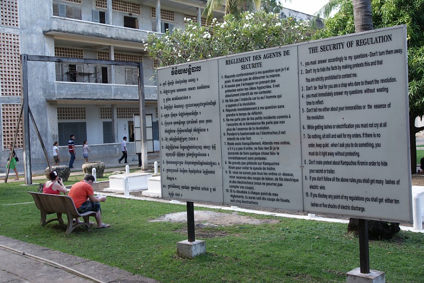 Tuol Sleng Museum. Regulation Panel. Phnom Penh. .