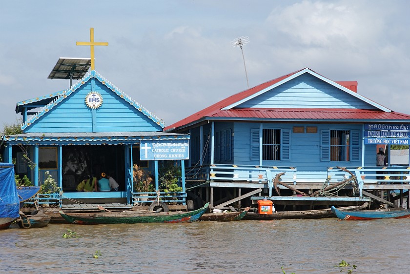 Floating Village of Chong Kneas. Church and School. Chong Kneas. .