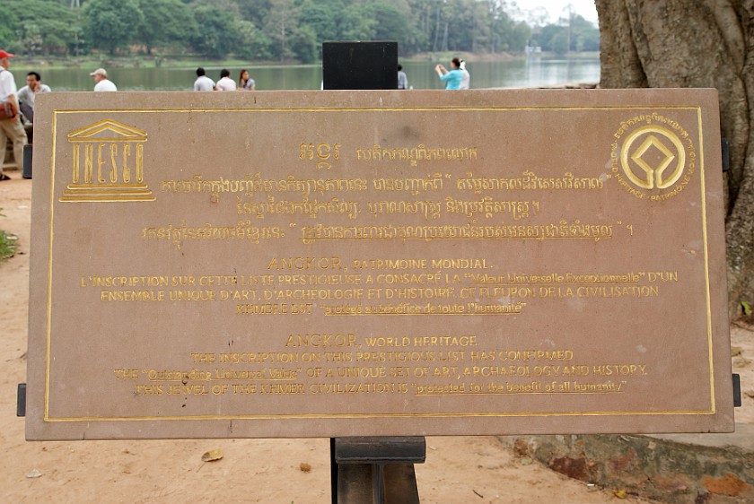 Angkor Wat. UNESCO World Heritage Panel. near Siem Reap. .