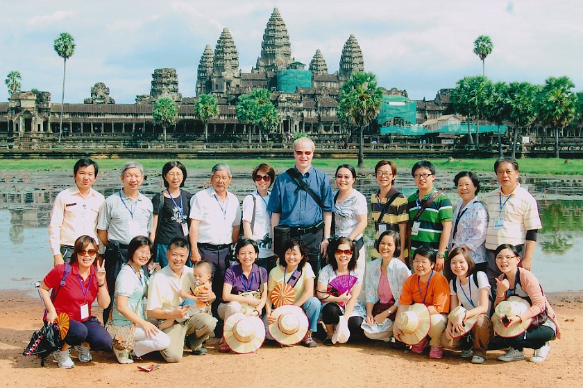 Angkor Wat. Group Photo in Front of Central Temple Complex. near Siem Reap. .