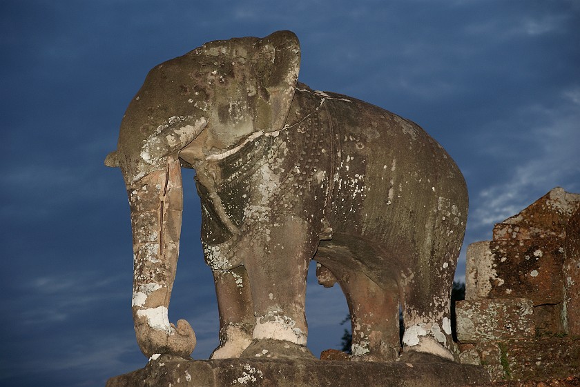 Angkor at Night. Stone Elephant. near Siem Reap. .