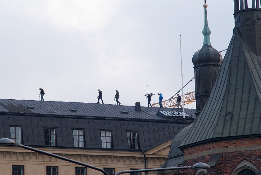 The City of Stockholm. Roof Climbing at Riddarholmen. Stockholm. .
