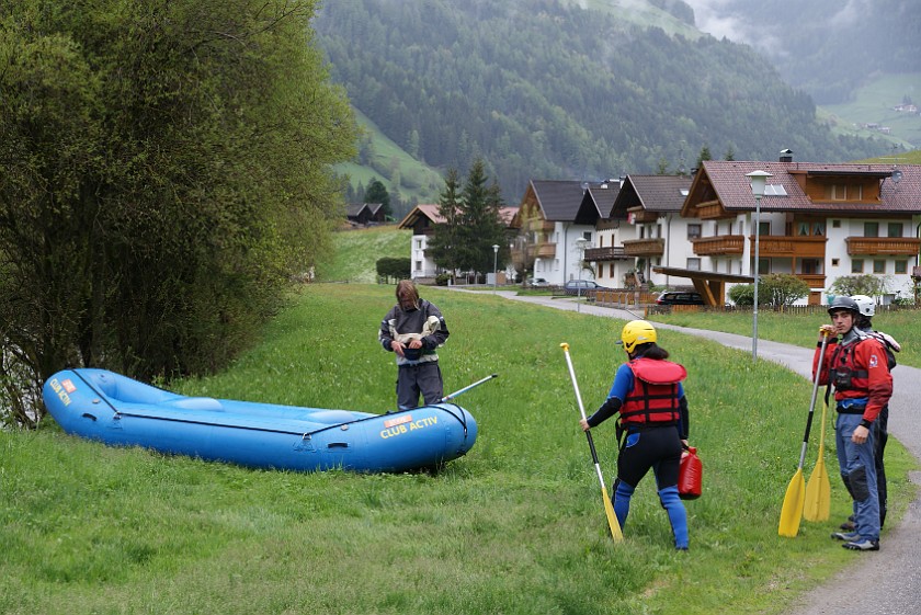 White Water Rafting on the River Ahr . Preparation. Campo Tures (Sand in Taufers). .