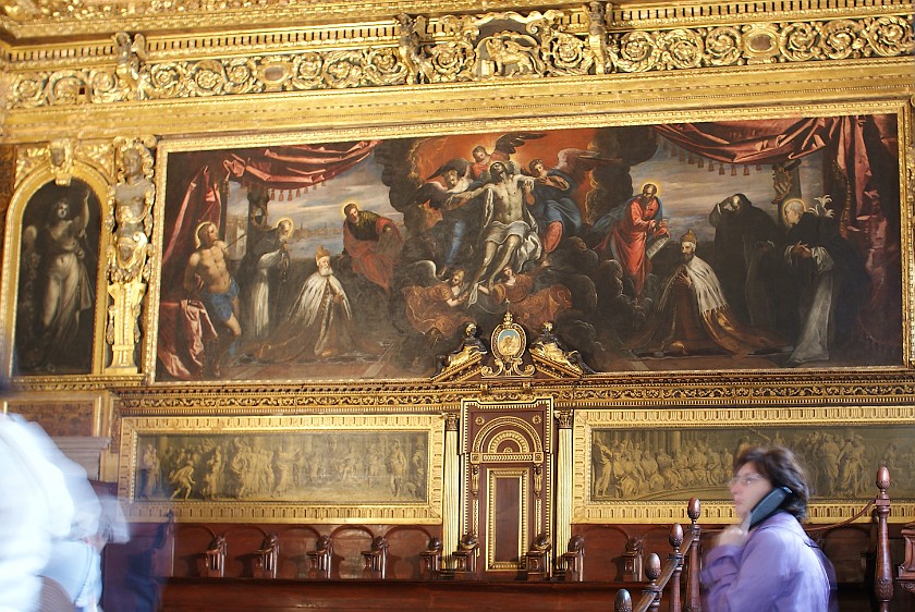 Doges' Palace. Hall with Wall Painting. Venice. .