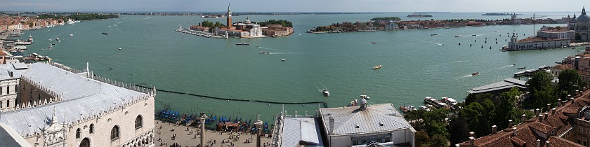 Saint Mark's Tower. View on Canale di San Marco and San Giorgio Maggiore. Venice. .