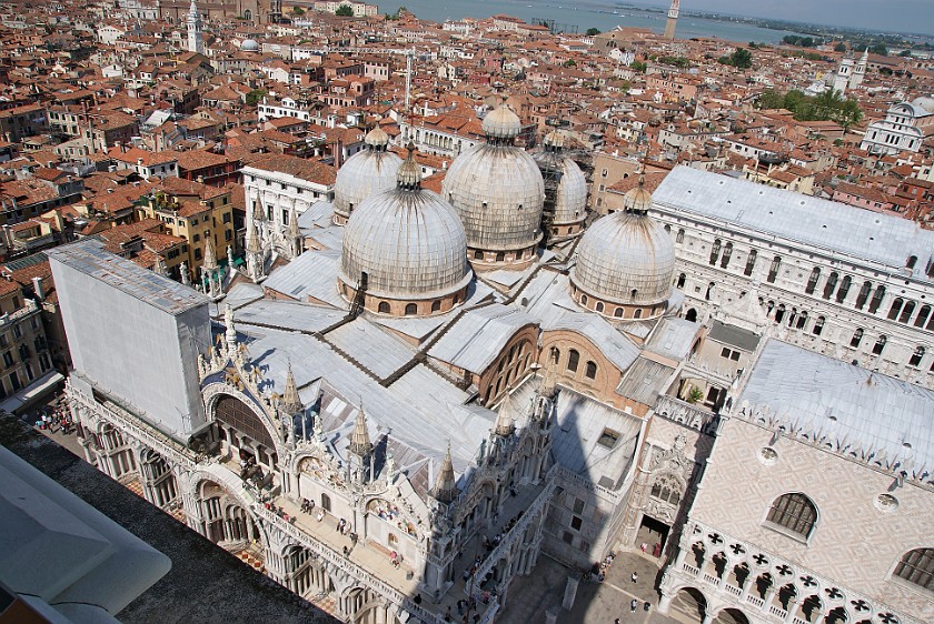 Saint Mark's Tower. View on Saint Mark's Basilica. Venice. .