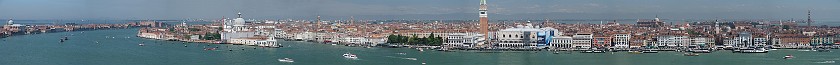 San Giorgio Maggiore. View on Canale della Giudecca, Saint Mark's Square and Riva degli Schiavoni. Venice. .