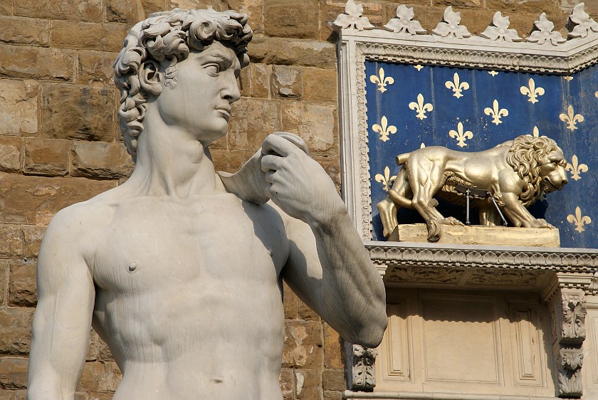 Palazzo Veccio. David Replica. Florence. .