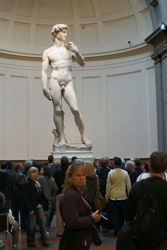Palazzo Veccio. Michelangelo's David in the Galleria dell' Accademia. Florence. .