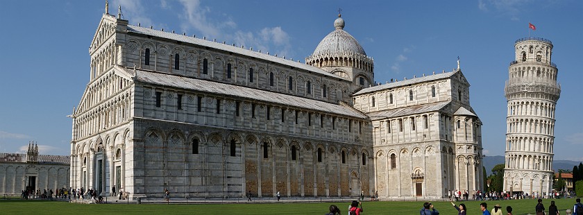 Piazza dei Miracoli at Pisa. Cathedral and Leaning Tower. Pisa. .