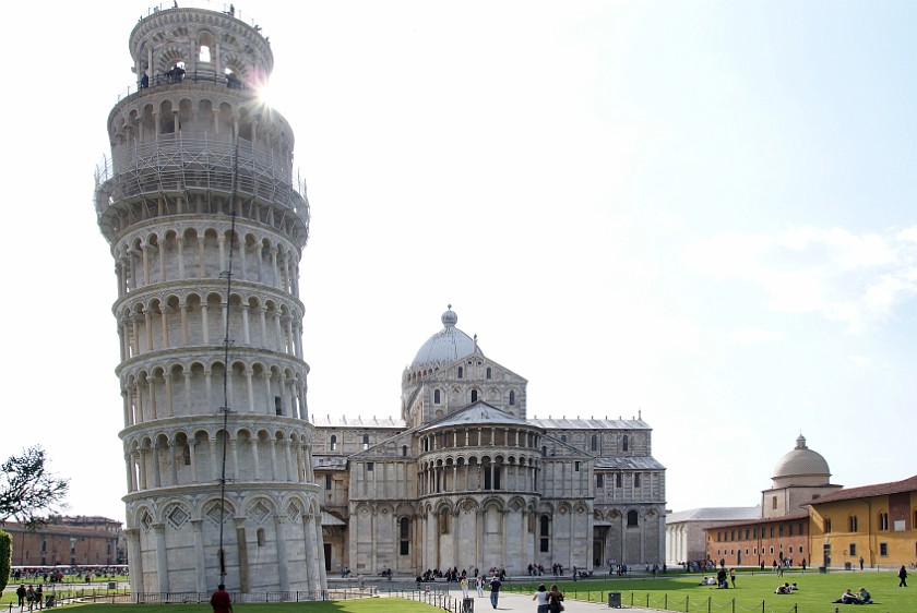 Piazza dei Miracoli at Pisa. Leaning Tower and Cathedral. Pisa. .
