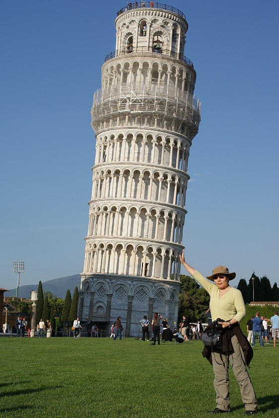 Piazza dei Miracoli at Pisa. Portrait at Leaning Tower. Pisa. .