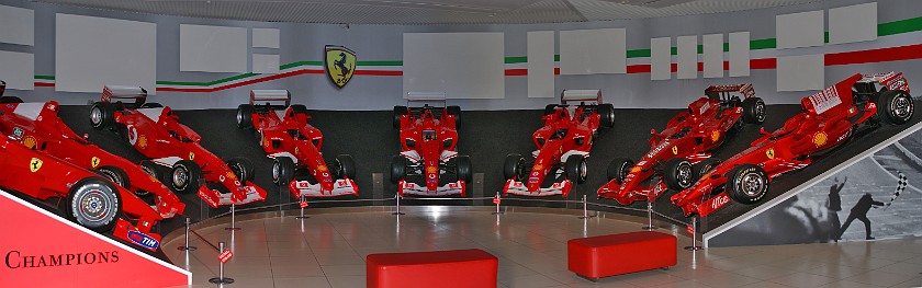 Galleria Ferrari. F1 Race Cars from from 2001 to 2008. Maranello. .