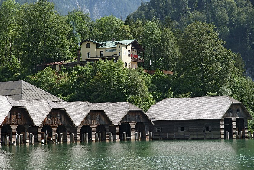 Schönau am Königssee. Boat Houses at Seelände. Schönau am Königssee. .